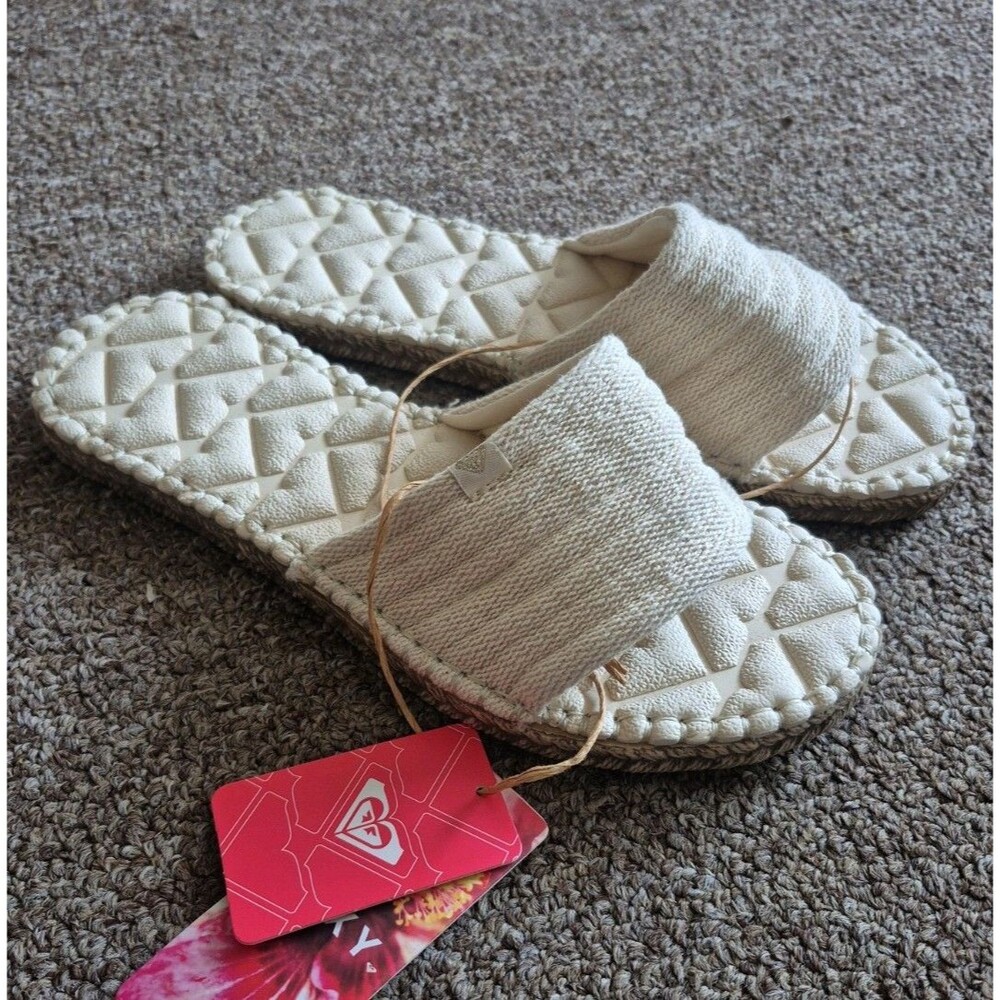 Roxy Shorefront Slide Sandals Cream Size 8